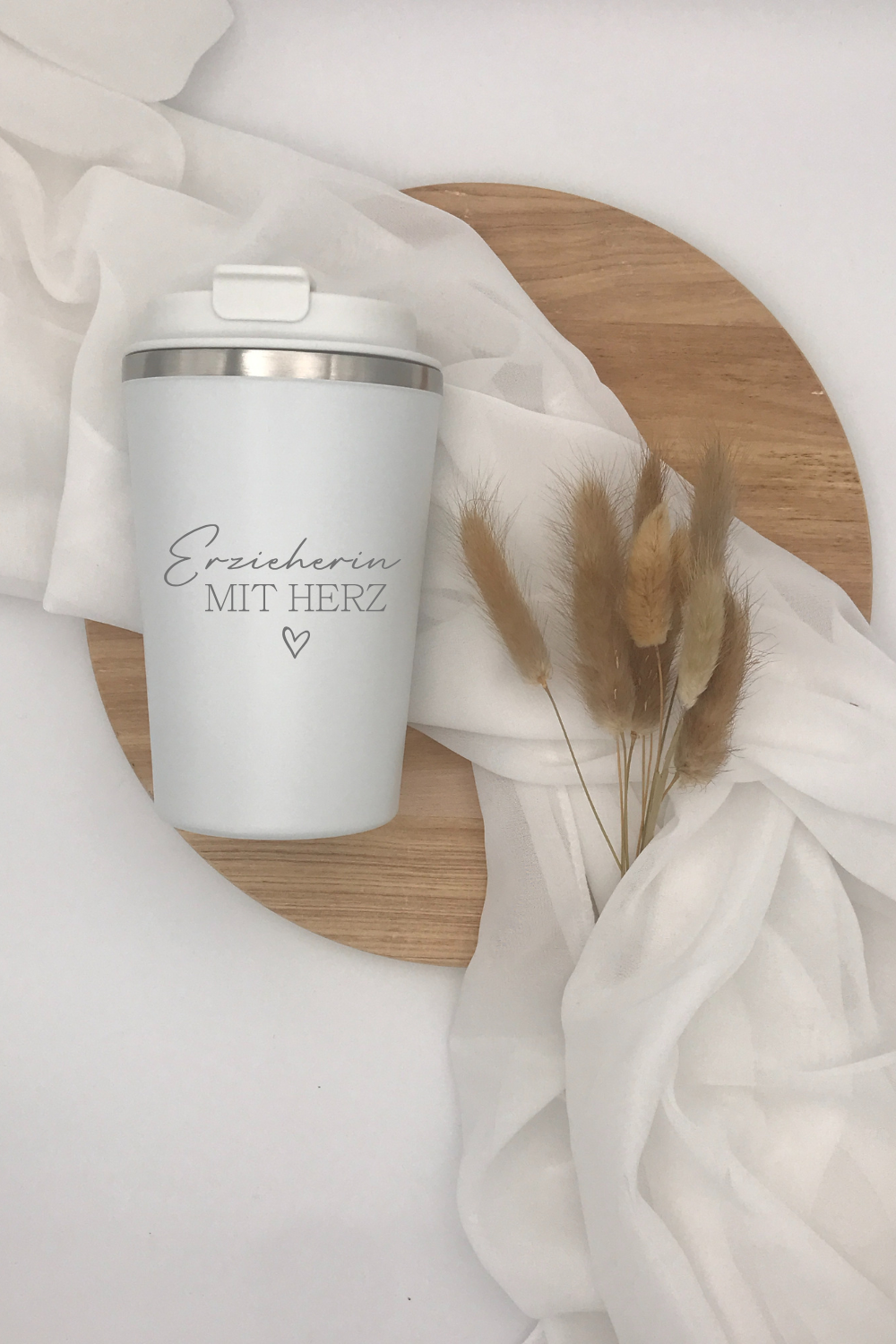 Doppelwandiger Thermobecher mit Gravur, isoliert, personalisierbar, Edelstahl, 350 ml.
