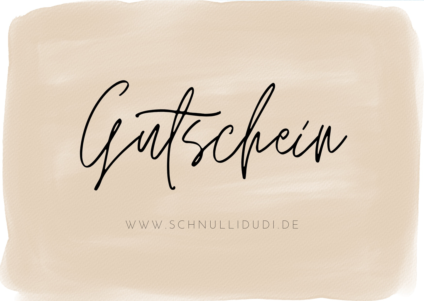 Geschenkgutschein mit elegantem Schriftzug auf beigem Hintergrund, ideal für flexible und persönliche Geschenke.