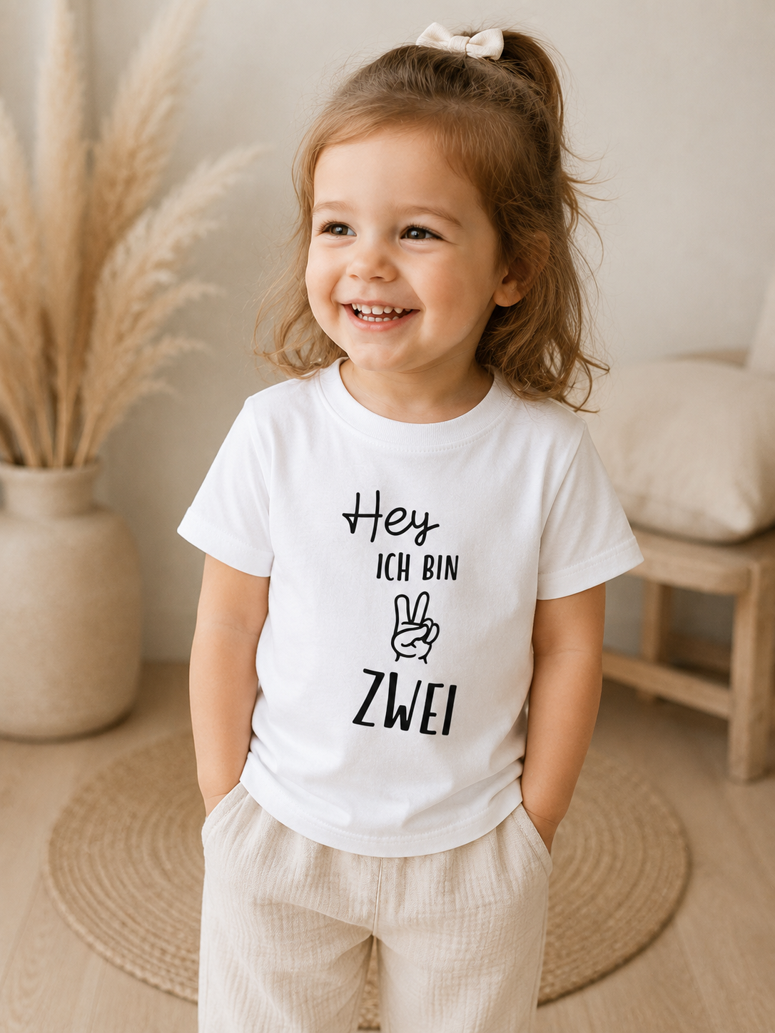 Kinder trägt buntes Geburtstag T-Shirt mit fröhlichen Motiven für besonderen Tag
