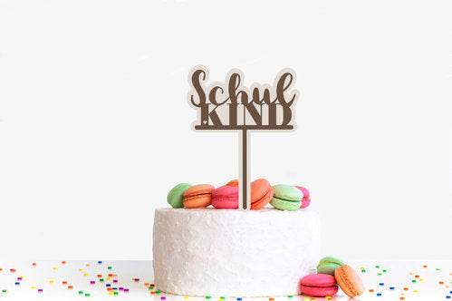 Holz Caketopper Einschulung Dekoration für Kuchen aus Pappelsperrholz 13 cm hoch 8 cm breit