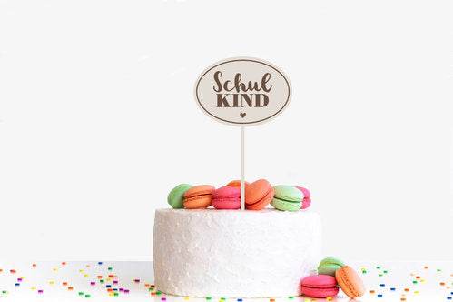 Caketopper aus Pappelsperrholz zur Einschulung, handgefertigt, 13 cm hoch, dekorativ für Einschulungstorte