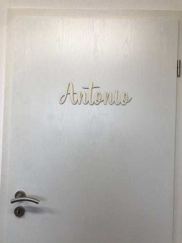 Kinderzimmer Türschild aus Sperrholz mit personalisiertem Namen, naturfarben, zum Innenbereich, kindgerecht gestaltet
