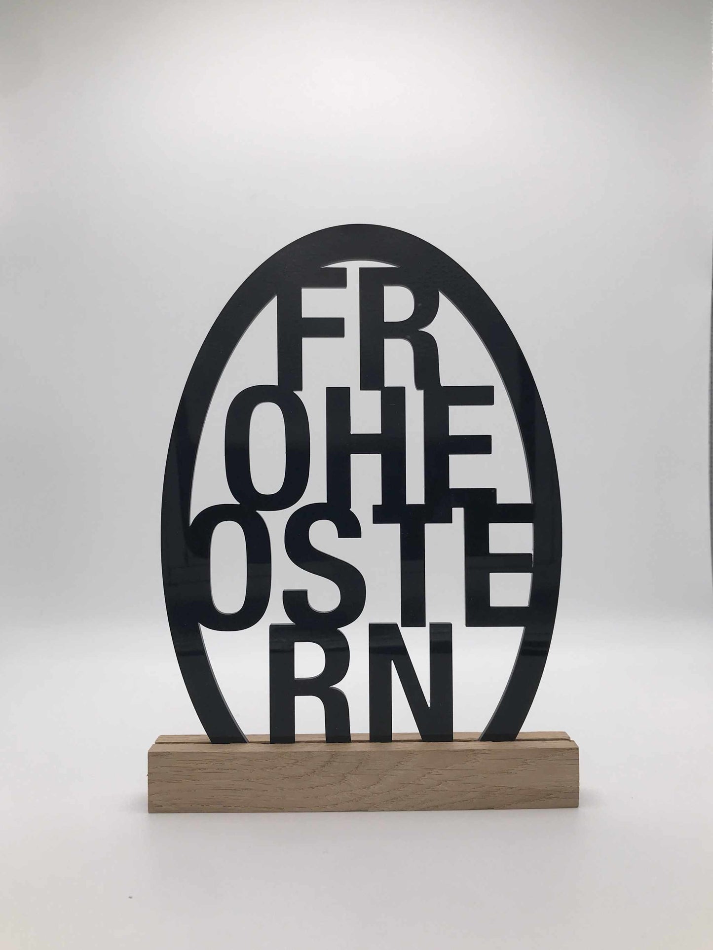 Osterdekoration "Frohe Ostern" aus Acryl und Holzklötzchen, festliche Deko.
