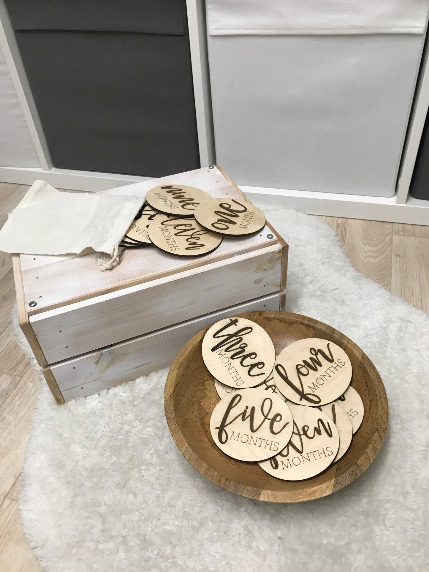 Meilensteinn aus Holz für Babyfotos | Monatlicher Meilensteinma