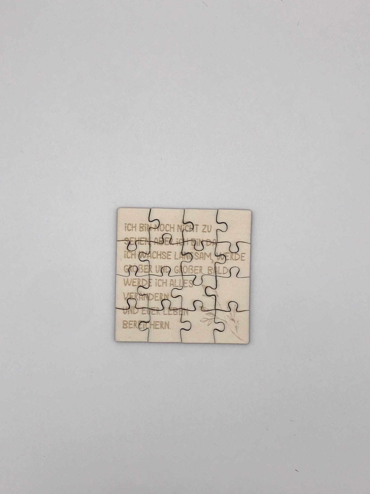 Puzzle zur Schwangerschaftsankündigung mit emotionaler Nachricht, 9 Teile.