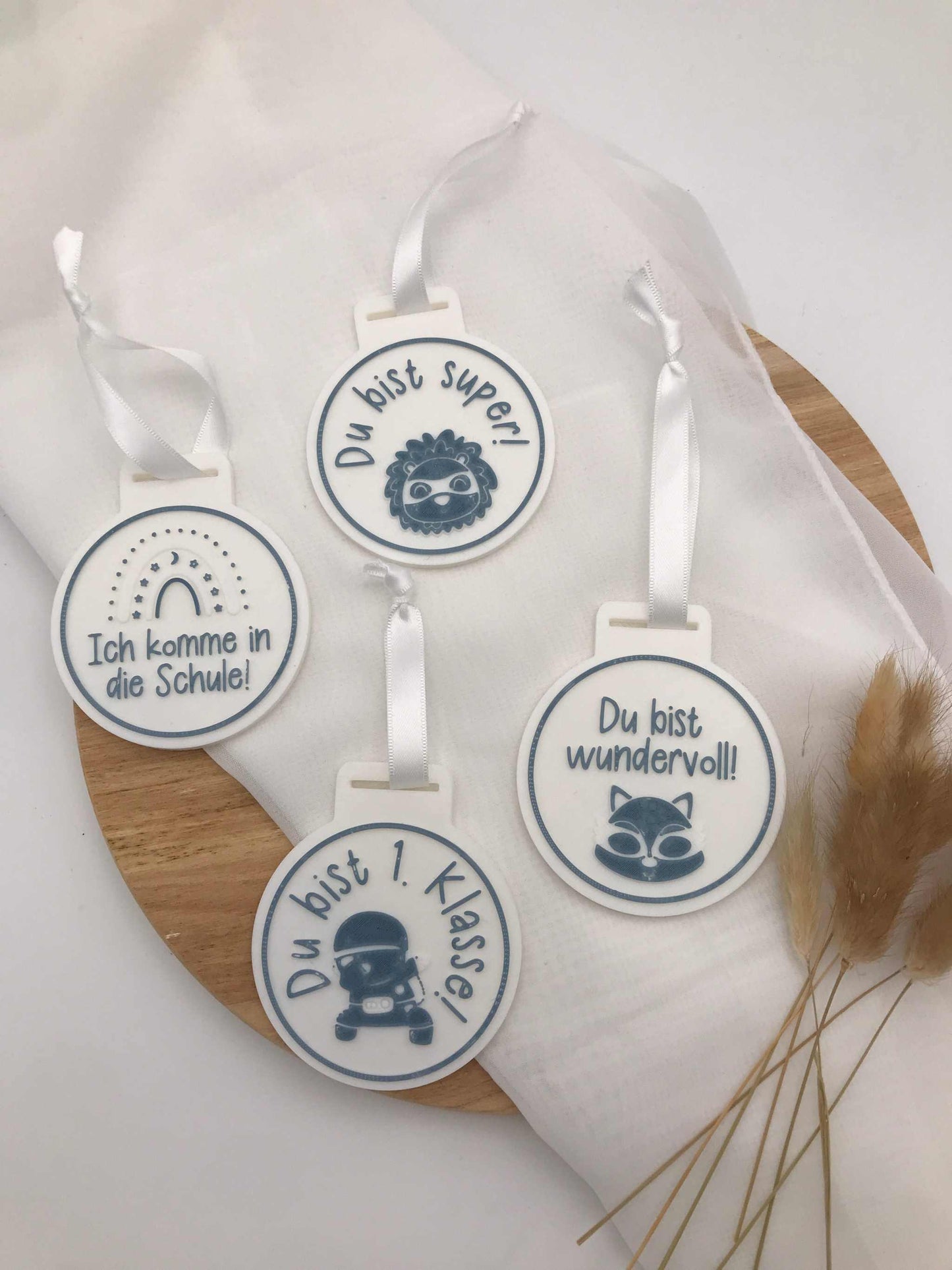 Medaille zur Einschulung – Geschenk für Schulanfang – 3D Druck mit Wunsch-Spruch