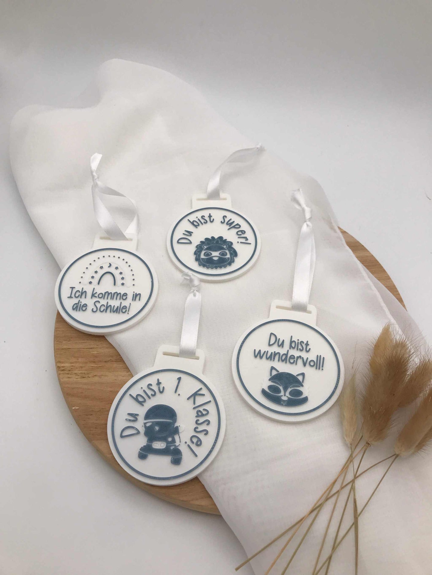 Medaille zur Einschulung – Geschenk für Schulanfang – 3D Druck mit Wunsch-Spruch
