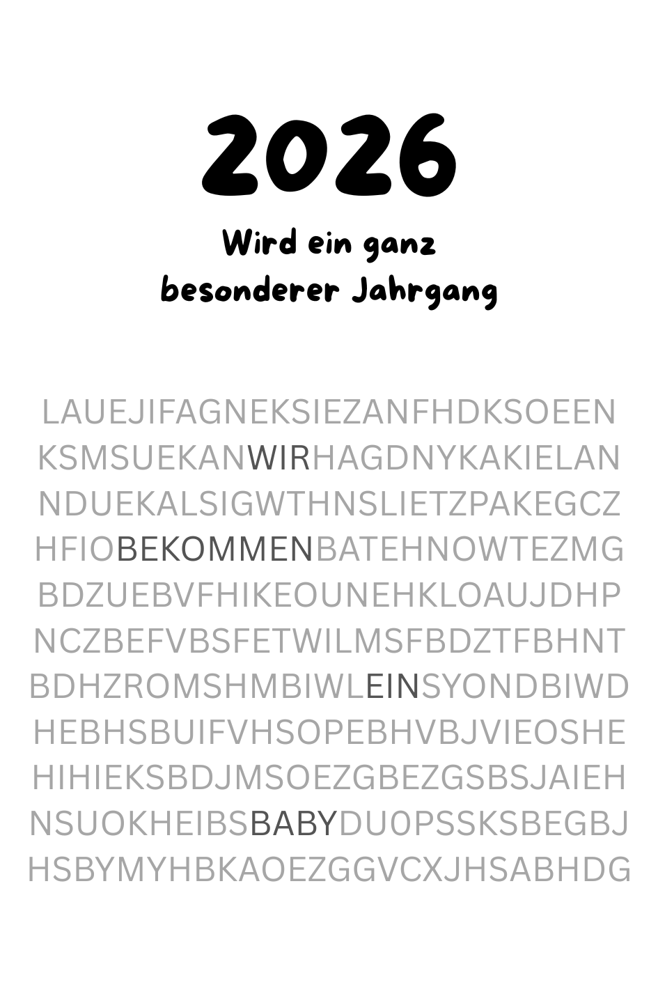 Minimalistisches Weinetikett „Wir bekommen ein Baby“ mit anpassbarem Jahrgang