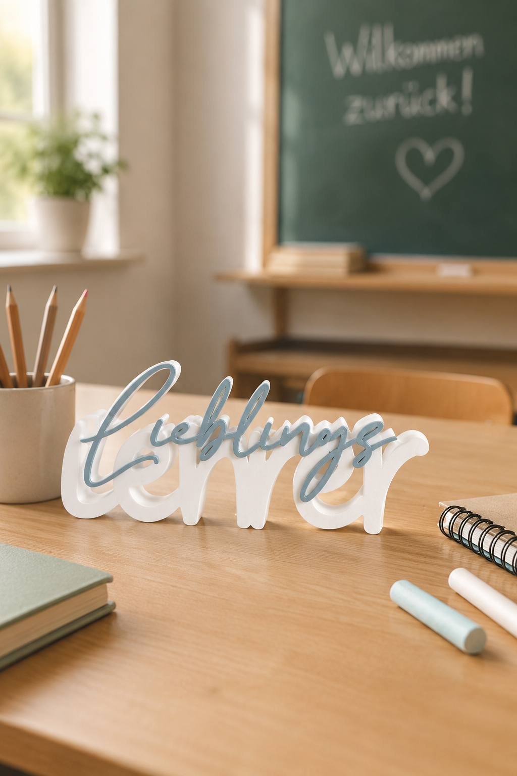 Lieblingslehrer Aufsteller aus 3D Druck als Geschenk zur Einschulung, ca. 20 cm groß