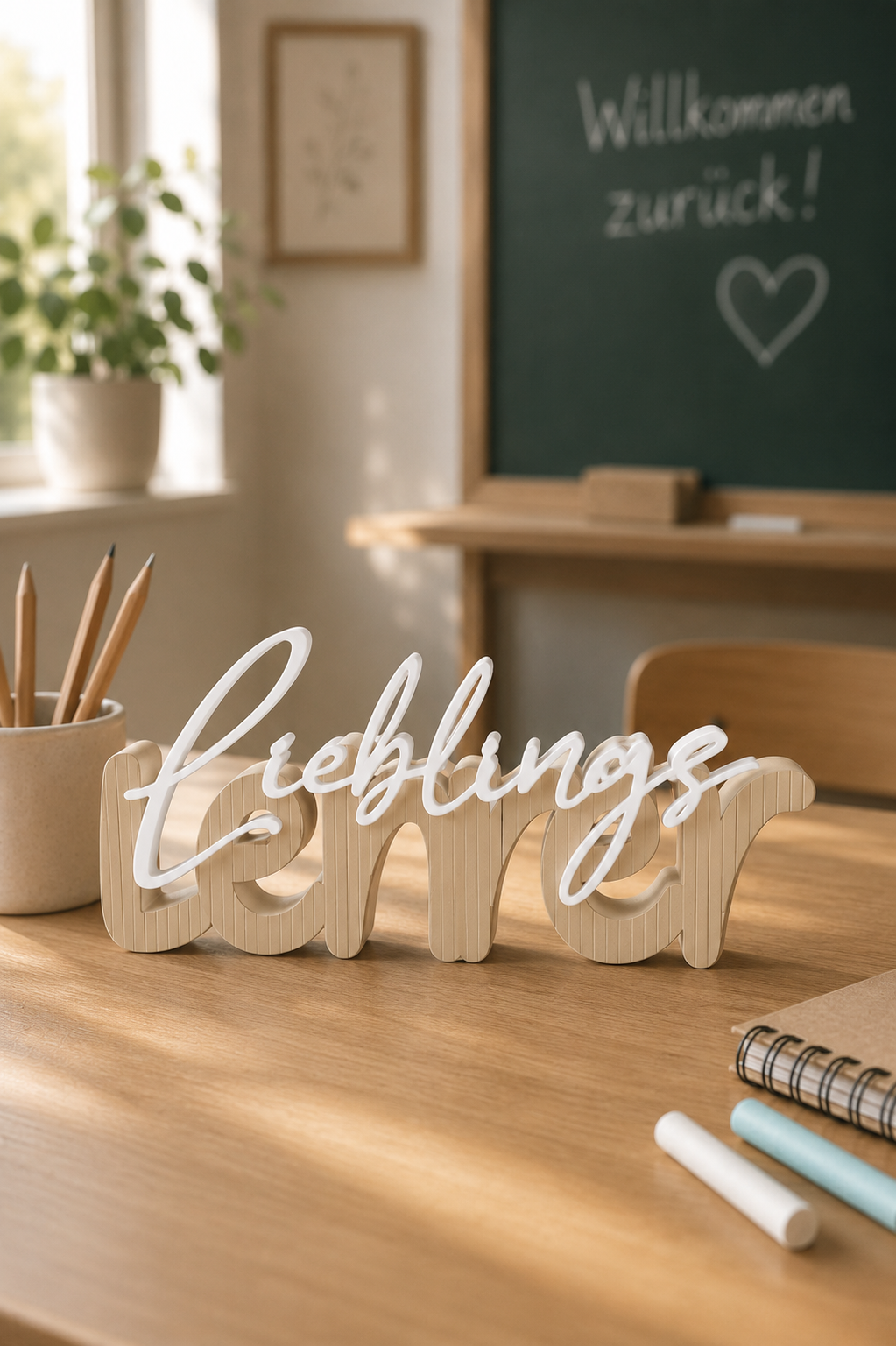 Lieblingslehrer Aufsteller aus 3D Druck als persönliches Geschenk zur Einschulung, ca. 20 cm groß