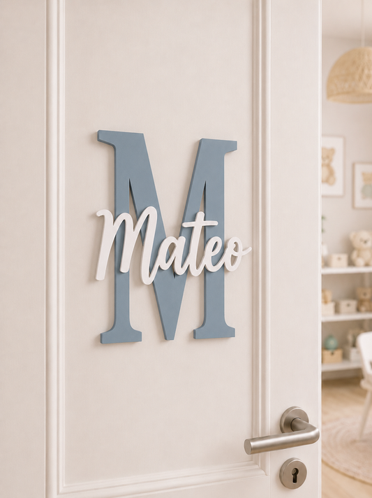 Personalisiertes Türschild Kinderzimmer mit 3D Namen aus PLA in modernem Design