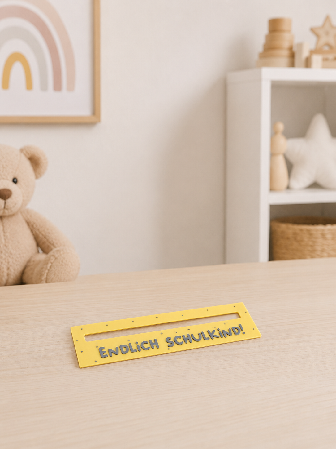 Bunte 3D-gedruckte Lesehilfe für Schulanfänger zur Unterstützung beim Lesenlernen