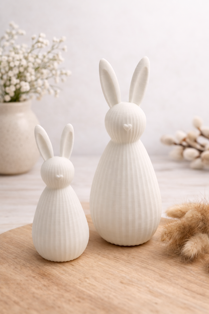 Moderner minimalistischer weißer 3D-gedruckter Osterhase aus PLA für Frühlings- und Osterdeko
