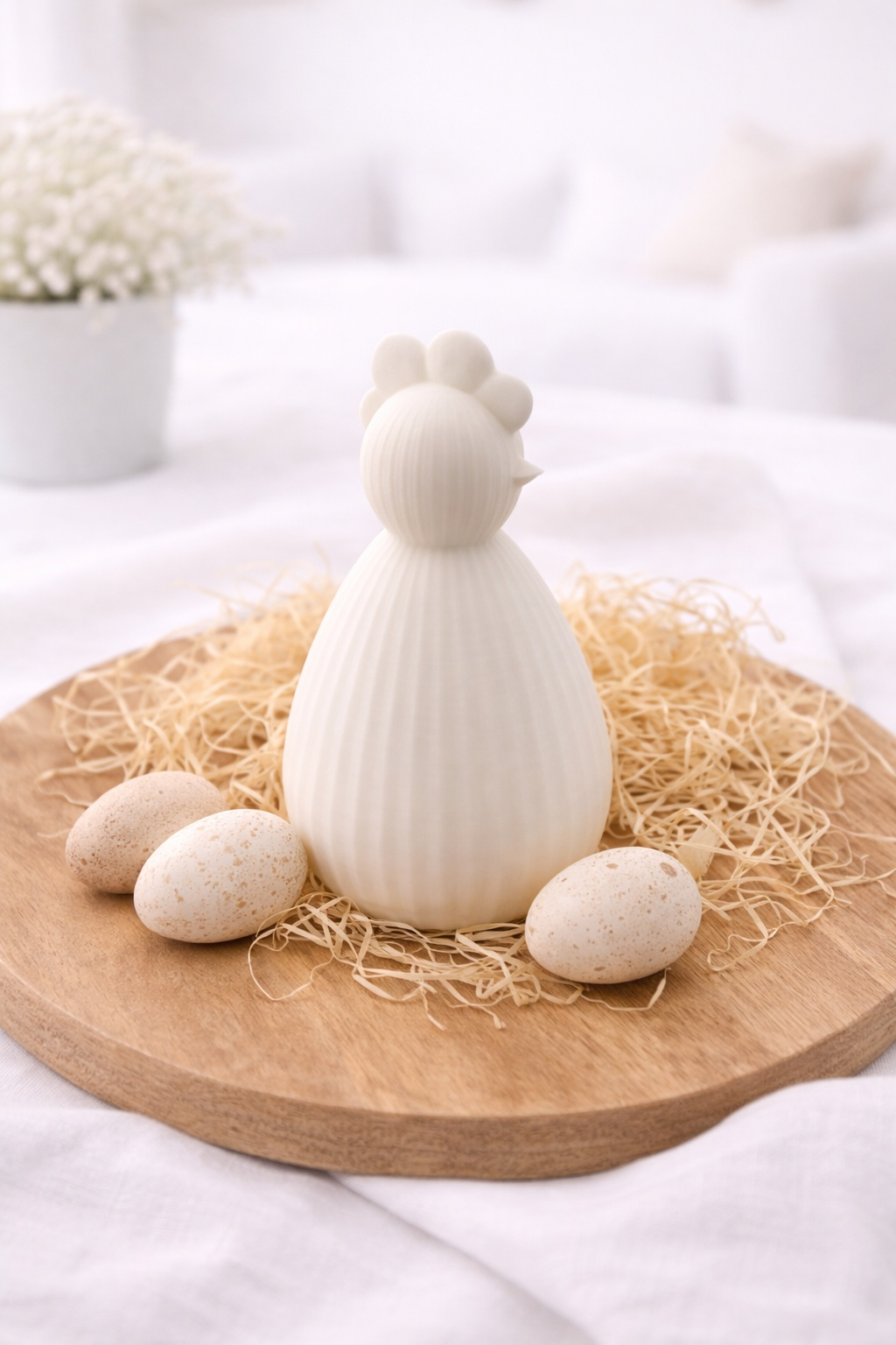 Huhn „Gerda“ – Minimalistische Osterdeko aus PLA in zwei Größen