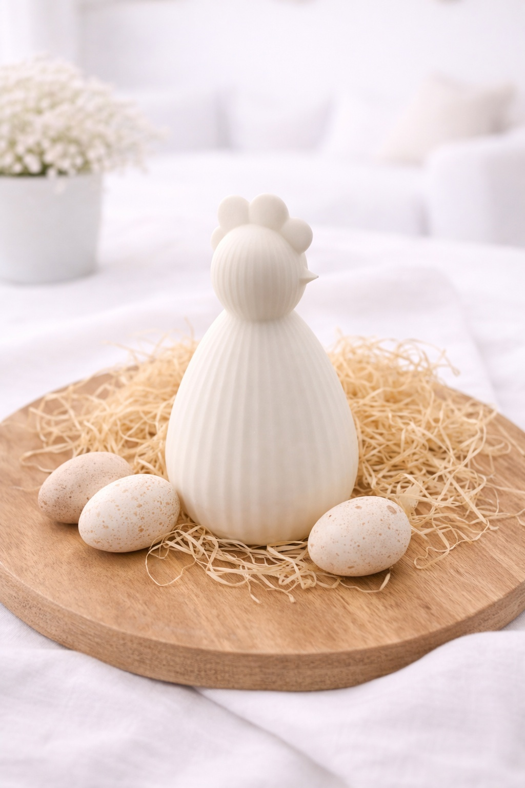 Huhn „Gerda“ – Minimalistische Osterdeko aus PLA in zwei Größen