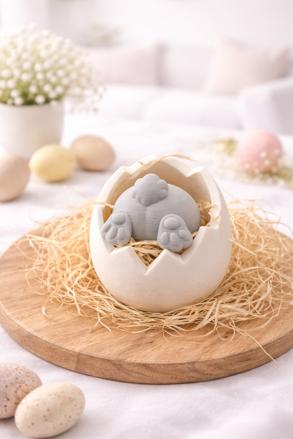 Ostern Dekoration Hasenpopo aus PLA – 3 Größen, mit oder ohne Stabe mit Stab