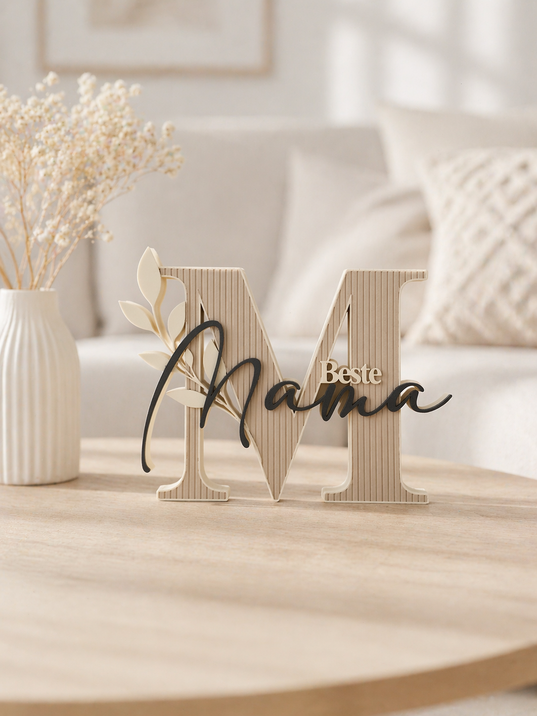 Beste Mama / Beste Oma Deko Schild personalisiert – Geschenk Muttertag – Holzoptik 3D Druck – 2 Größen