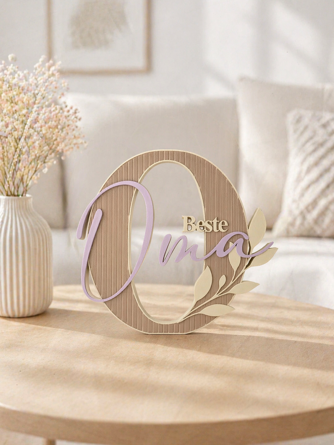 Beste Mama / Beste Oma Deko Schild personalisiert – Geschenk Muttertag – Holzoptik 3D Druck – 2 Größen