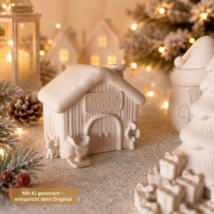 Weihnachtsdorf aus PLA mit Santa’s House, Toy Factory und Rentierstall in 3D-Druckqualität