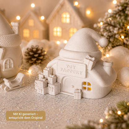 Weihnachtsdorf aus PLA mit Santa’s House, Toy Factory und Rentierstall im 3D-Druck