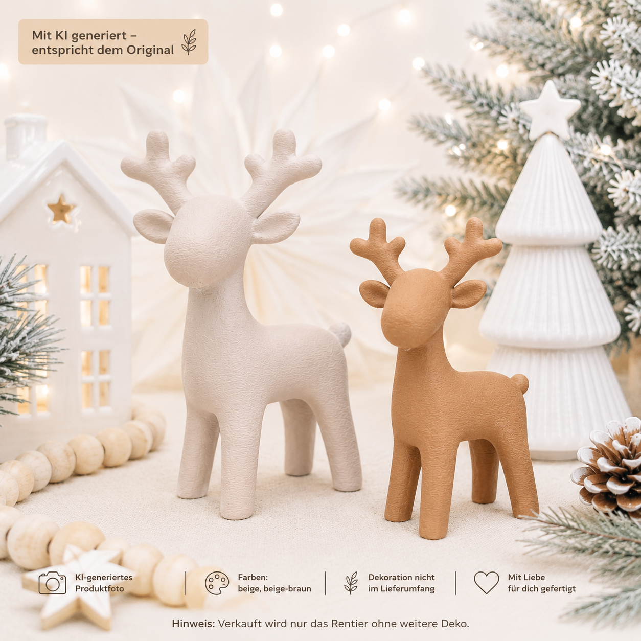Modernes Rentier aus 3D-gedrucktem PLA in zwei Größen als Weihnachtsdeko