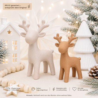 Modernes Rentier aus 3D-gedrucktem PLA in zwei Größen als Weihnachtsdeko