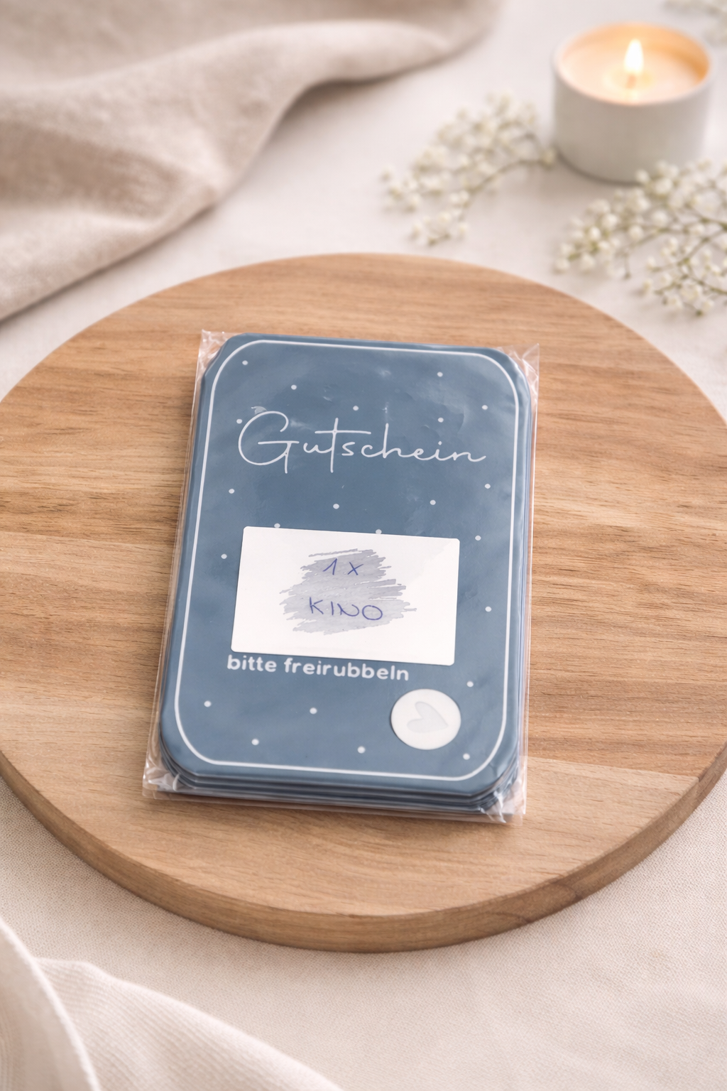 Gutschein: DIY Rubbelkarten zum Selbstbeschriften mit Rubbelfeld und Münze