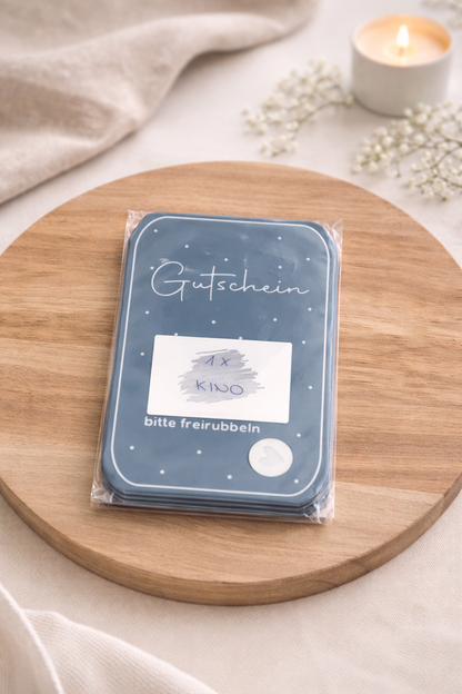 Gutschein: DIY Rubbelkarten zum Selbstbeschriften mit Rubbelfeld und Münze