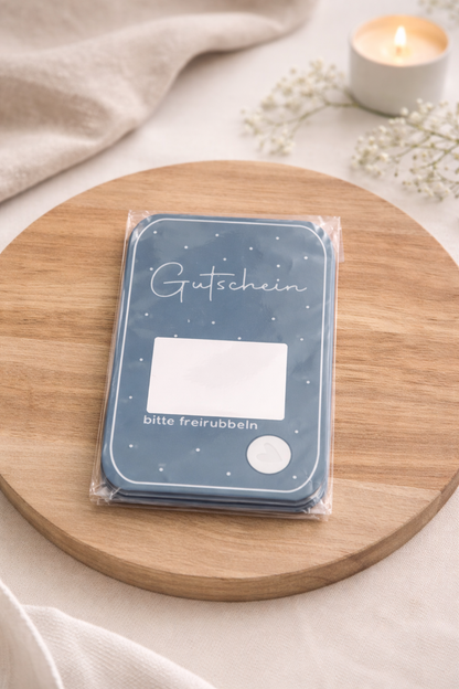 Gutschein: DIY Rubbelkarten zum Selbstbeschriften mit Rubbelfeld und Münze