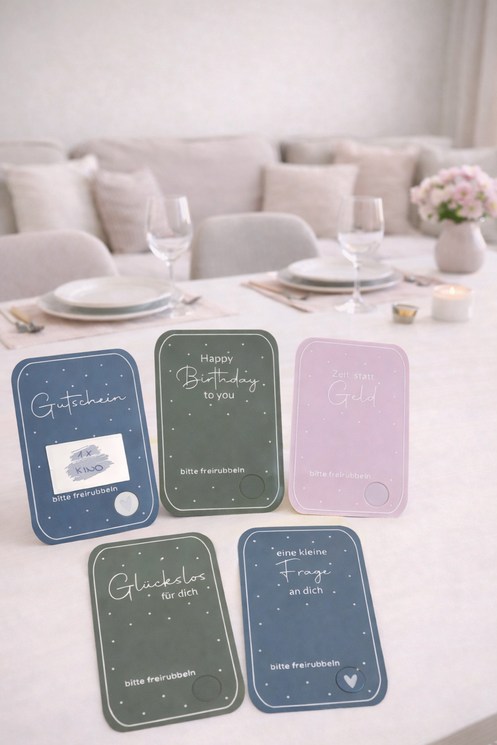 Gutschein: DIY Rubbelkarten zum Selbstbeschriften mit Rubbelfeld und Münze