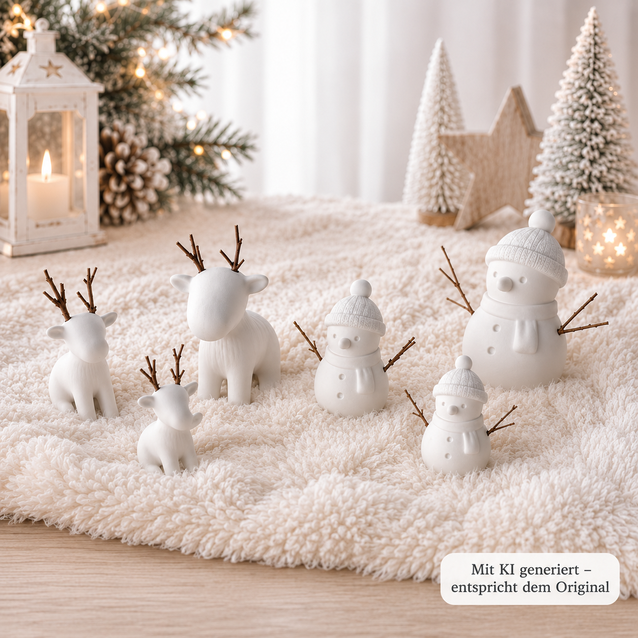 Schneemann & Rentier aus PLA – winterliche Weihnachtsdeko in 3 Größen