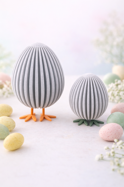 Modernes graues Osterei mit Füßen als minimalistische Osterdekoration