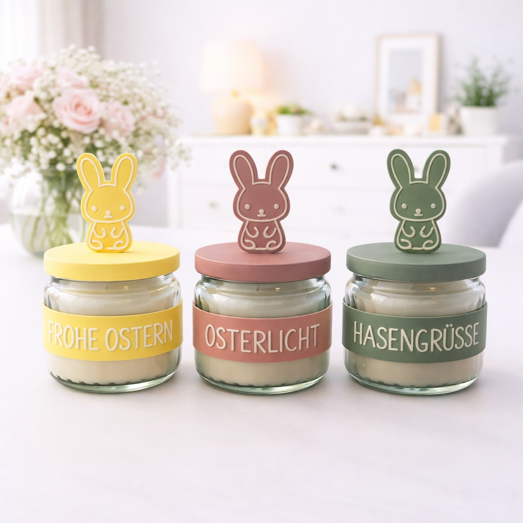Personalisierte Osterkerze im Glas als stilvolle Osterdeko und kleines Geschenk