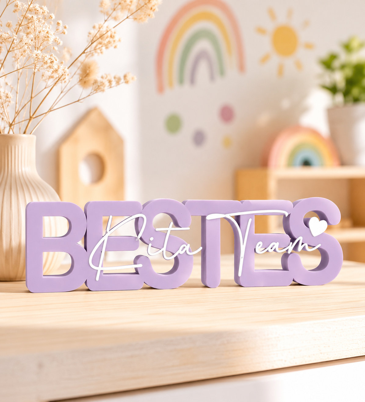 3D-Druck Aufsteller „Bestes Kita-Team“ als Abschiedsgeschenk für Kindergarten-Erzieherinnen und Erzieher