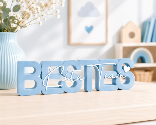 3D-Druck Aufsteller „Bestes Kita-Team“ als Abschiedsgeschenk für Kindergarten Erzieher:innen