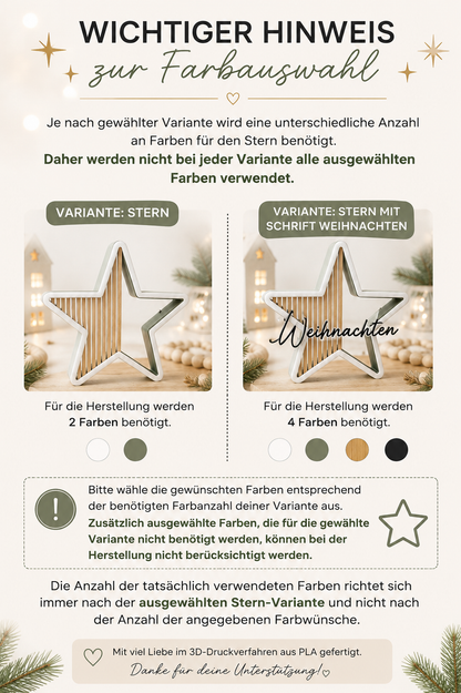 Weihnachtssterne Deko aus PLA – moderne Sterne in verschiedenen Größen & Farben