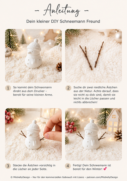 Schneemann & Rentier aus PLA – winterliche Weihnachtsdeko in 3 Größen