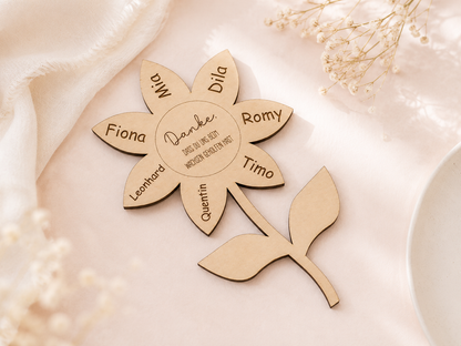 Personalisierte Abschiedsgeschenk-Blume mit Kindernamen für Erzieherin im Kindergarten und Grundschule