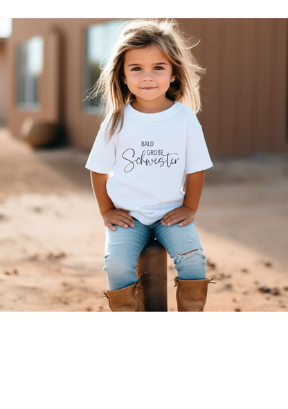 T-Shirt "große Schwester" für Kinder mit Aufdruck, stilvoll und hochwertig.
