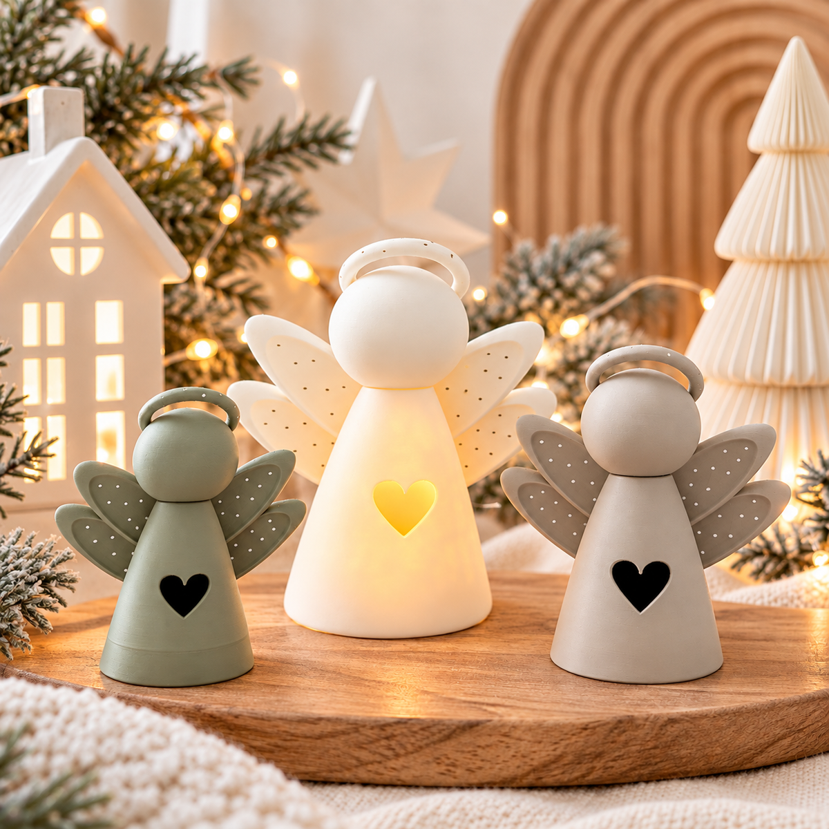 Engel mit LED Licht – Weihnachtsdeko aus PLA in 3 Größen