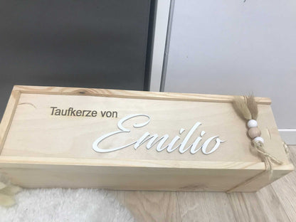 Holzbox für Taufkerze