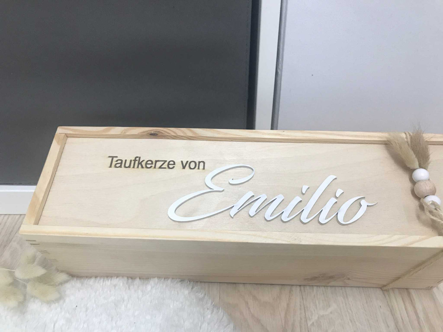 Holzbox für Taufkerze