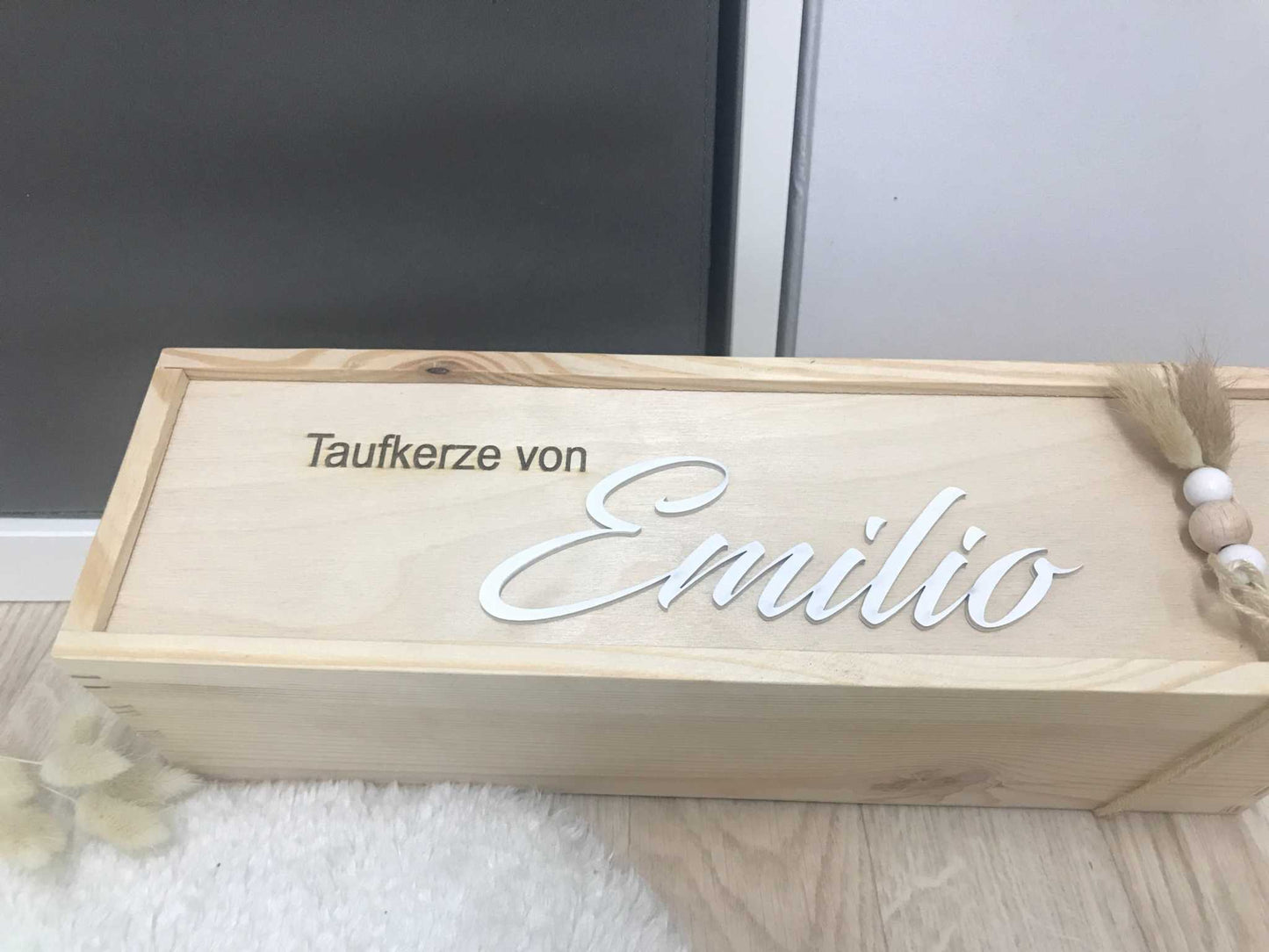 Holzbox für Taufkerze