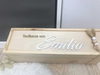 Holzbox für Taufkerze