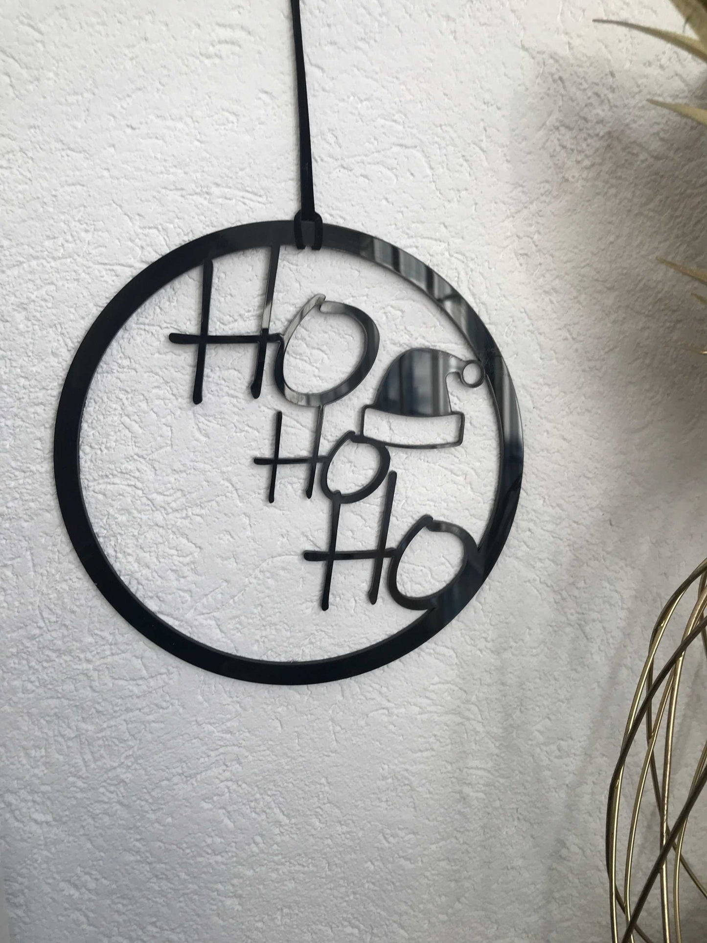 Acryl-Türkranz für Weihnachten, wetterbeständig, mit "Ho Ho Ho" Design, personalisierbar, 20 cm Durchmesser.