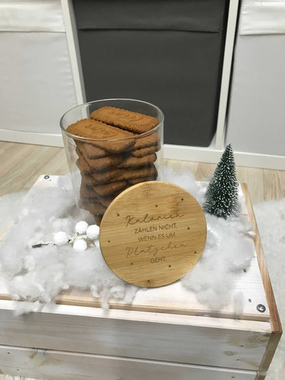 Glas-Keksdose mit Bambusdeckel, 900 ml, zur eleganten Aufbewahrung von Keksen und Snacks.