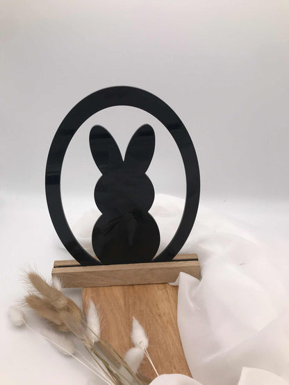 Edler "Frohe Ostern" Schriftzug aus Acryl und Holzklötzchen, festliche Dekoration für die Osterzeit.