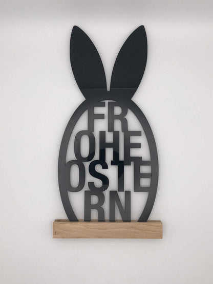 Osterdekoration "Frohe Ostern" Schriftzug aus Acryl mit Holzklötzchen, festliche Deko.