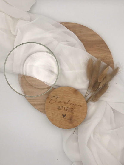 Abschiedsgeschenk Vorratsglas für Erzieherin, personalisierbar mit Gravur, ideal für Kindergarten oder Grundschule.