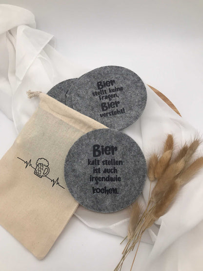 Filzuntersetzer mit Biersprüchen, ideal als Geschenk für Bierliebhaber, Vatertag oder Geburtstag, 13 Stück.